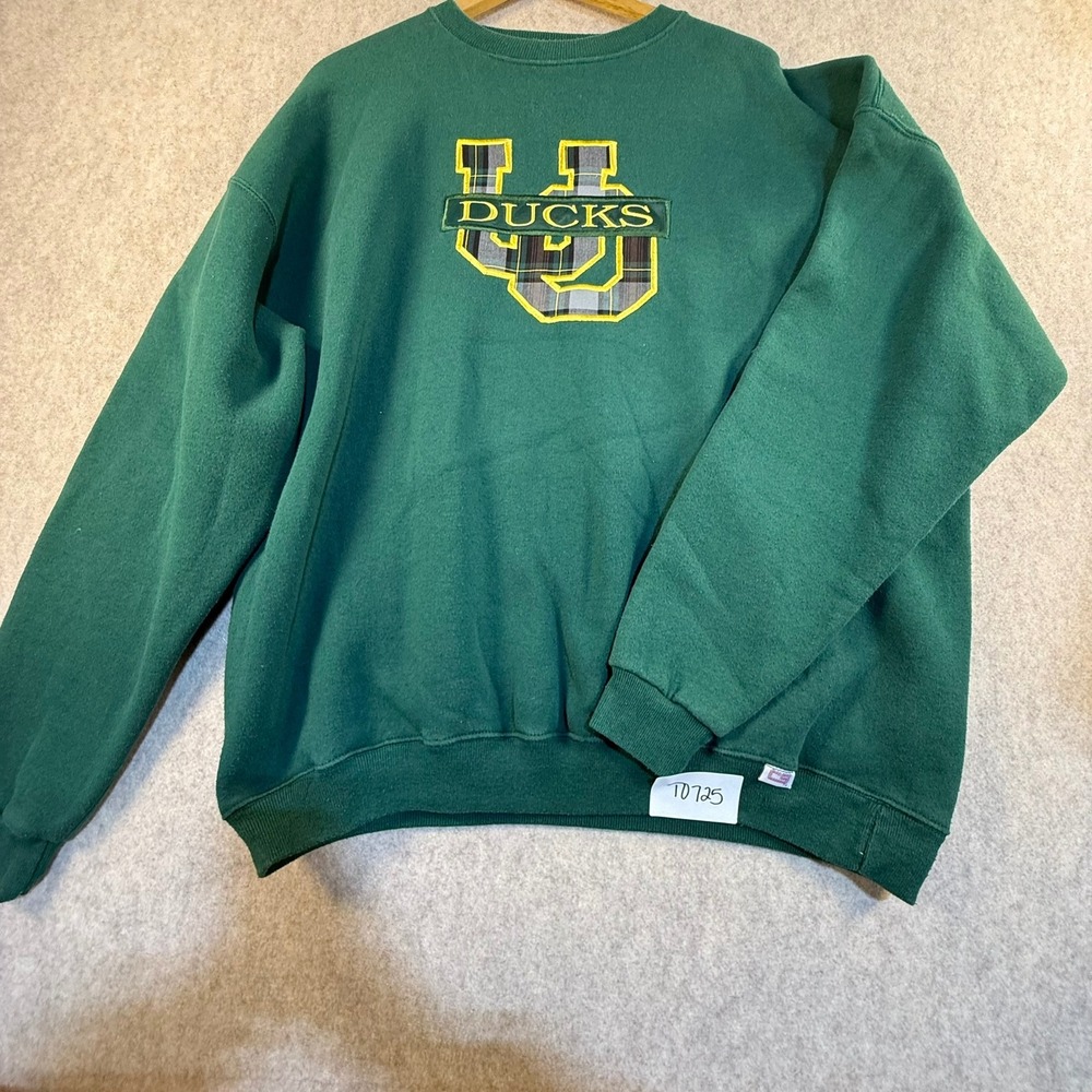 Vintage Crable Sportswear Oregon Ducks Sweatshirt Mens XL Green Plaid UO Logo